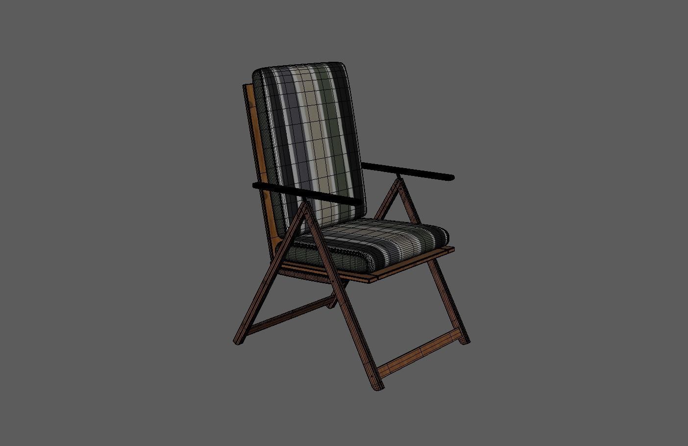 Stripe Folding Chair Low-poly 3D model_8