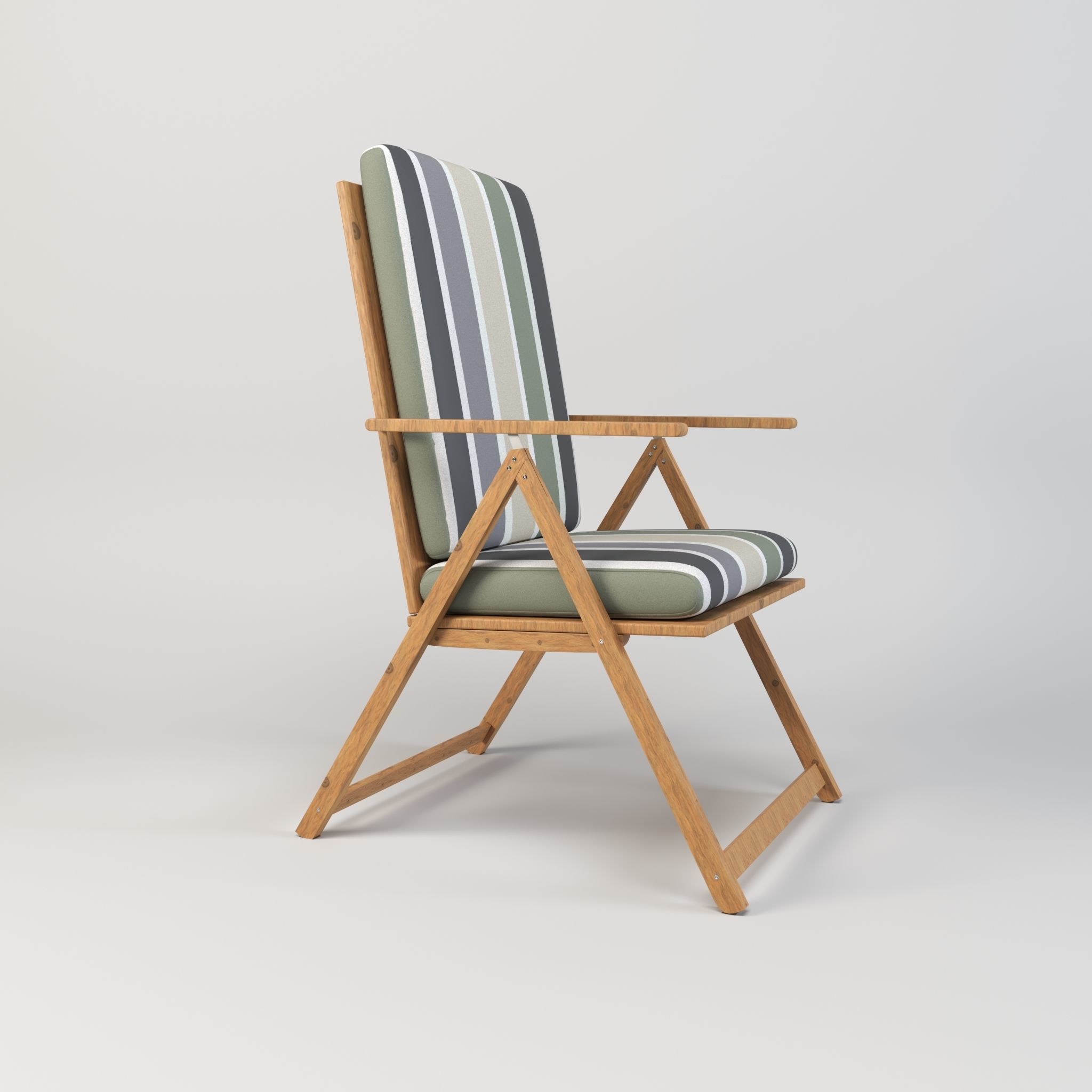Stripe Folding Chair Low-poly 3D model_5