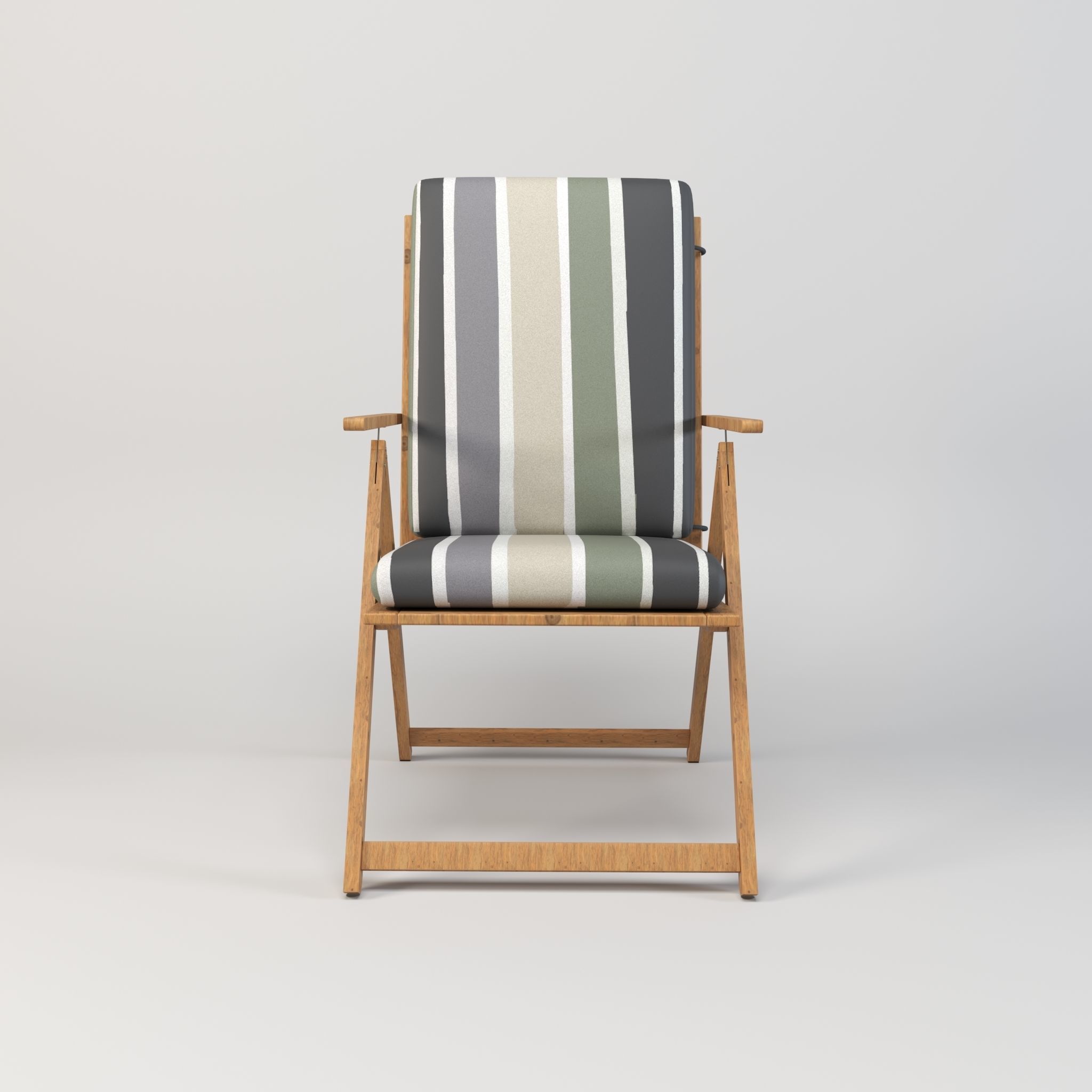 Stripe Folding Chair Low-poly 3D model_2