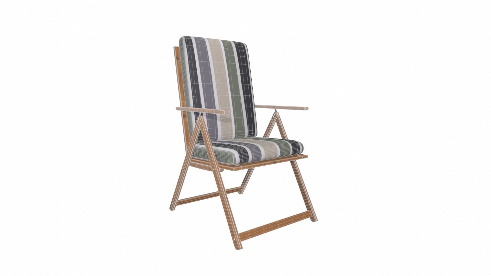 Stripe Folding Chair Low-poly 3D model_6