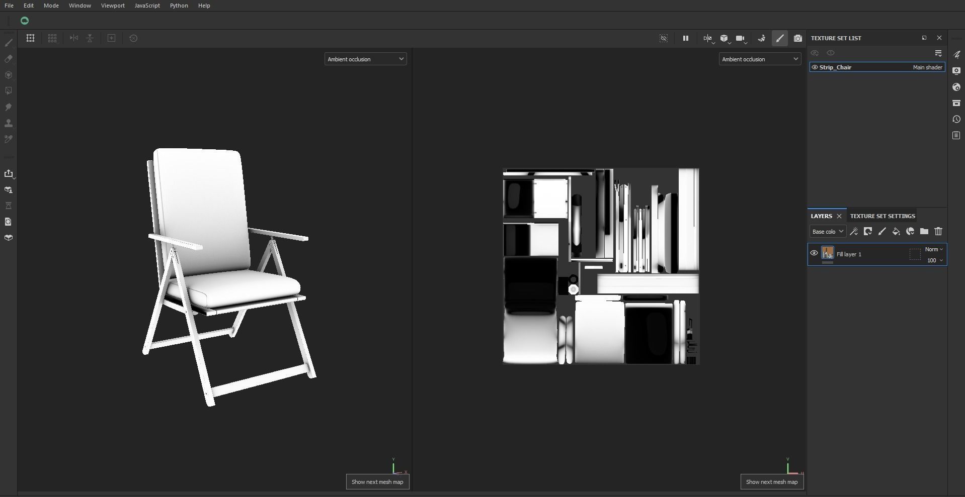 Stripe Folding Chair Low-poly 3D model_21