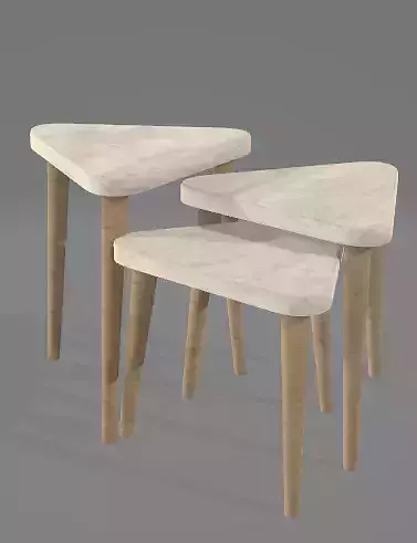  Travertine Wooden Side Table