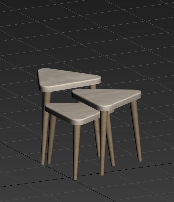 Travertine Wooden Side Table Free 3D model_4