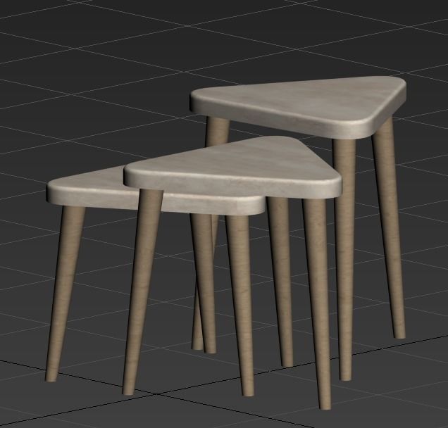Travertine Wooden Side Table Free 3D model_2