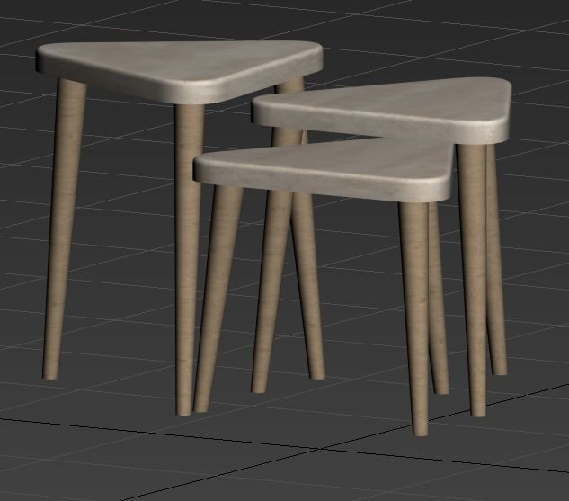 Travertine Wooden Side Table Free 3D model_3
