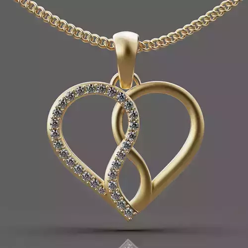 Heart pendant silver gold printable jewelry 3D model