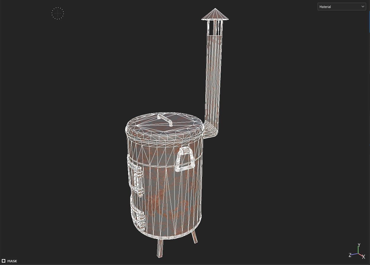 Old Stove Low-poly 3D model_6