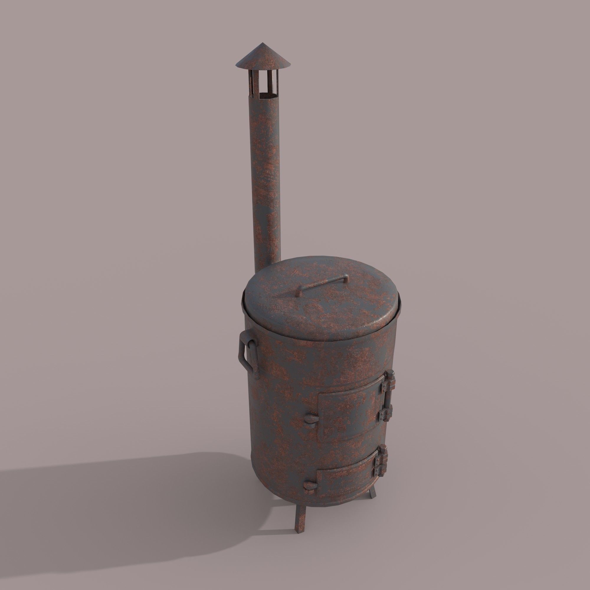 Old Stove Low-poly 3D model_1