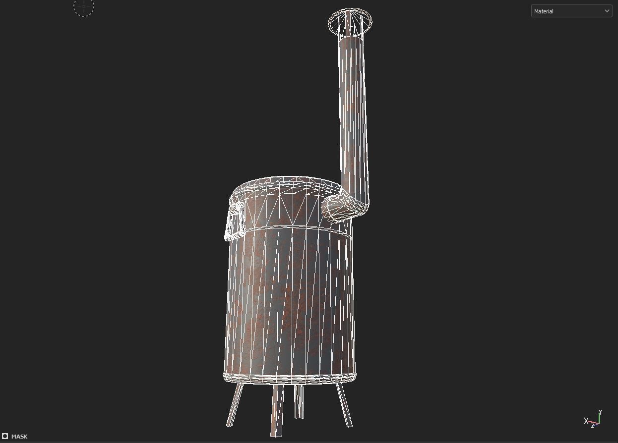 Old Stove Low-poly 3D model_8