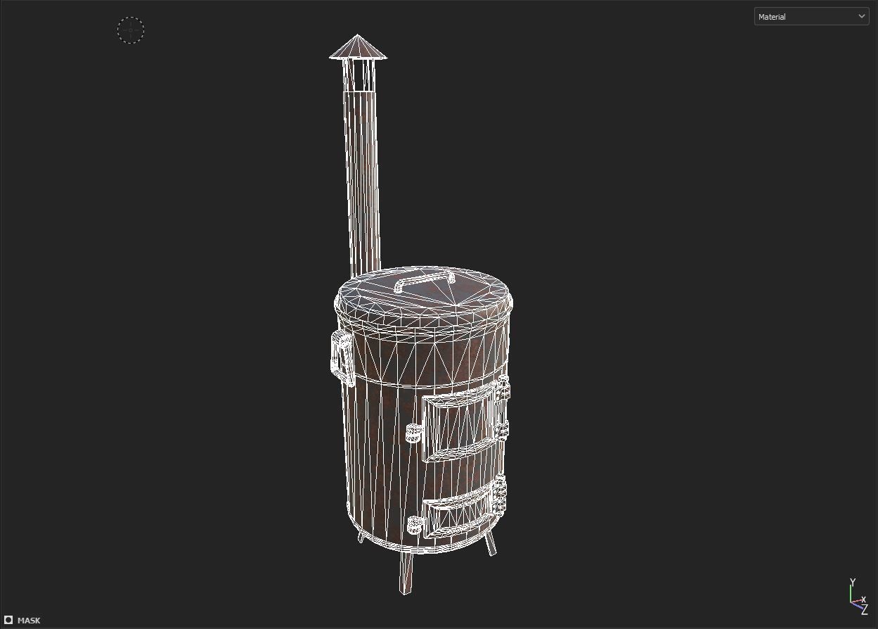 Old Stove Low-poly 3D model_5