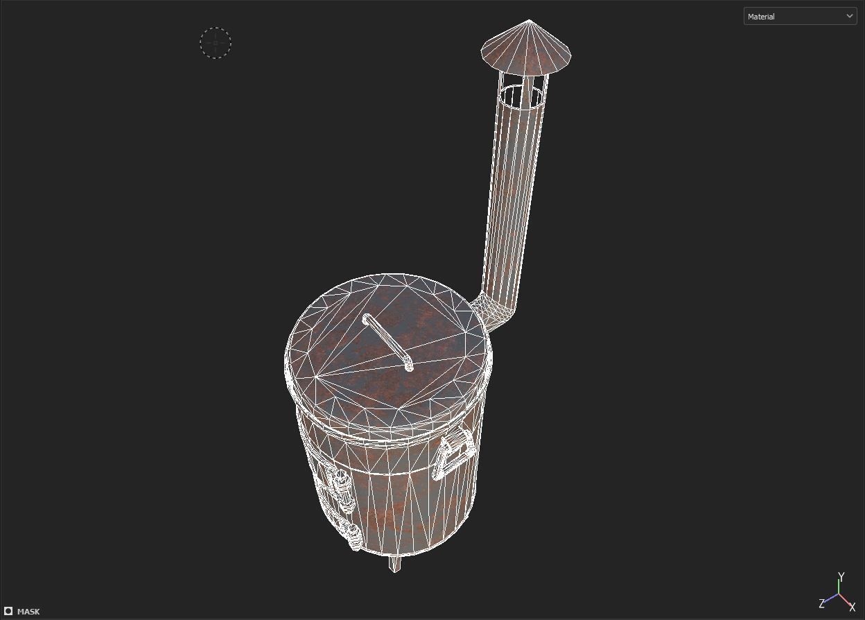 Old Stove Low-poly 3D model_7