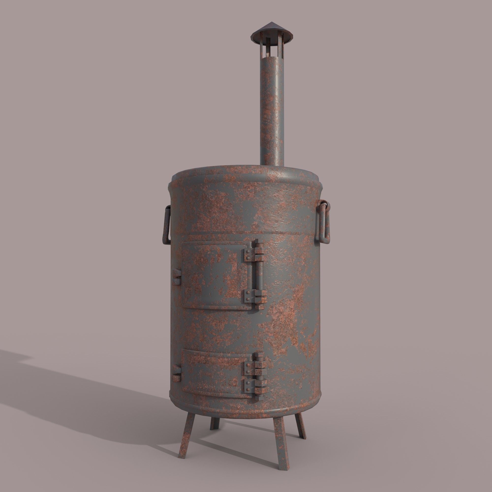 Old Stove Low-poly 3D model_4