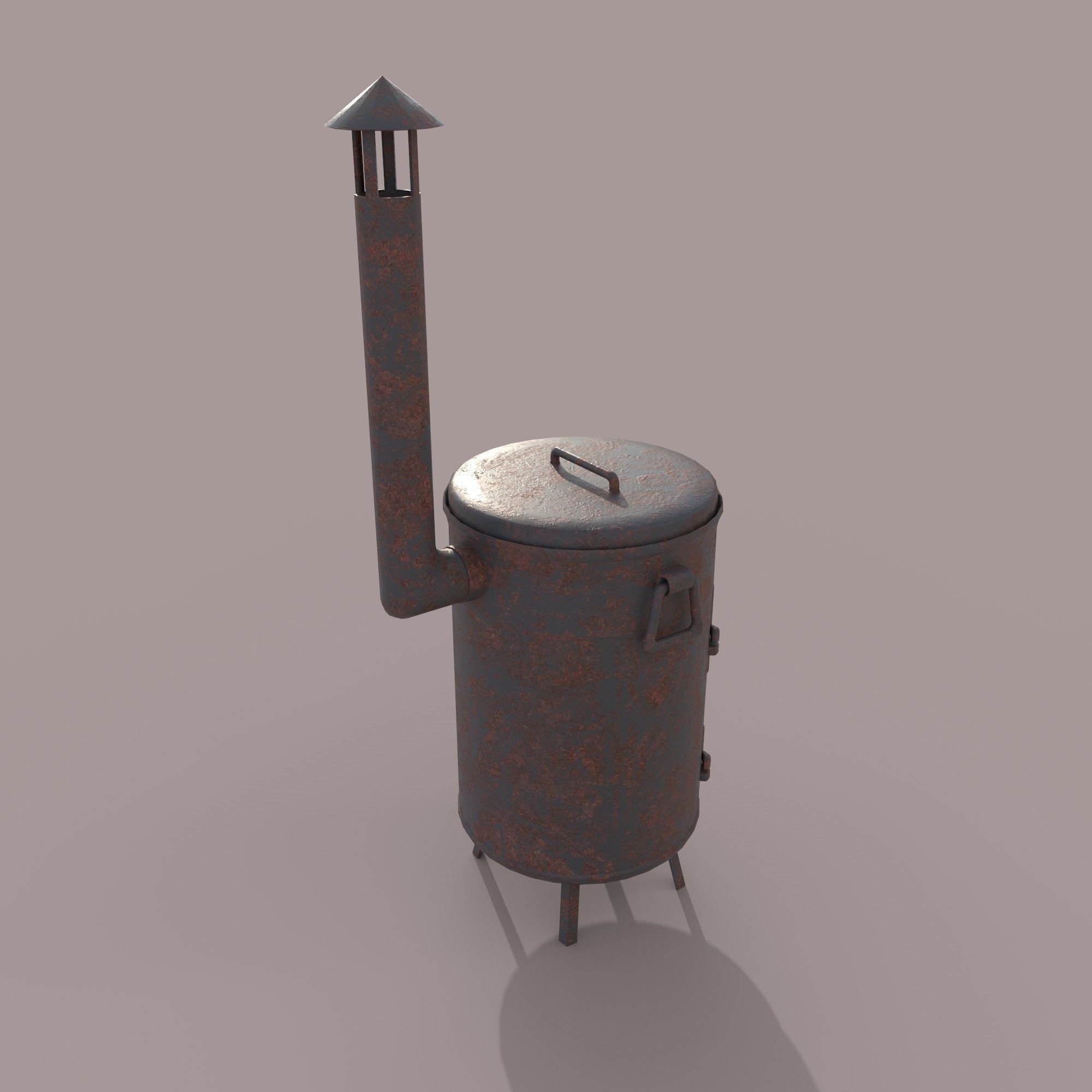 Old Stove Low-poly 3D model_3