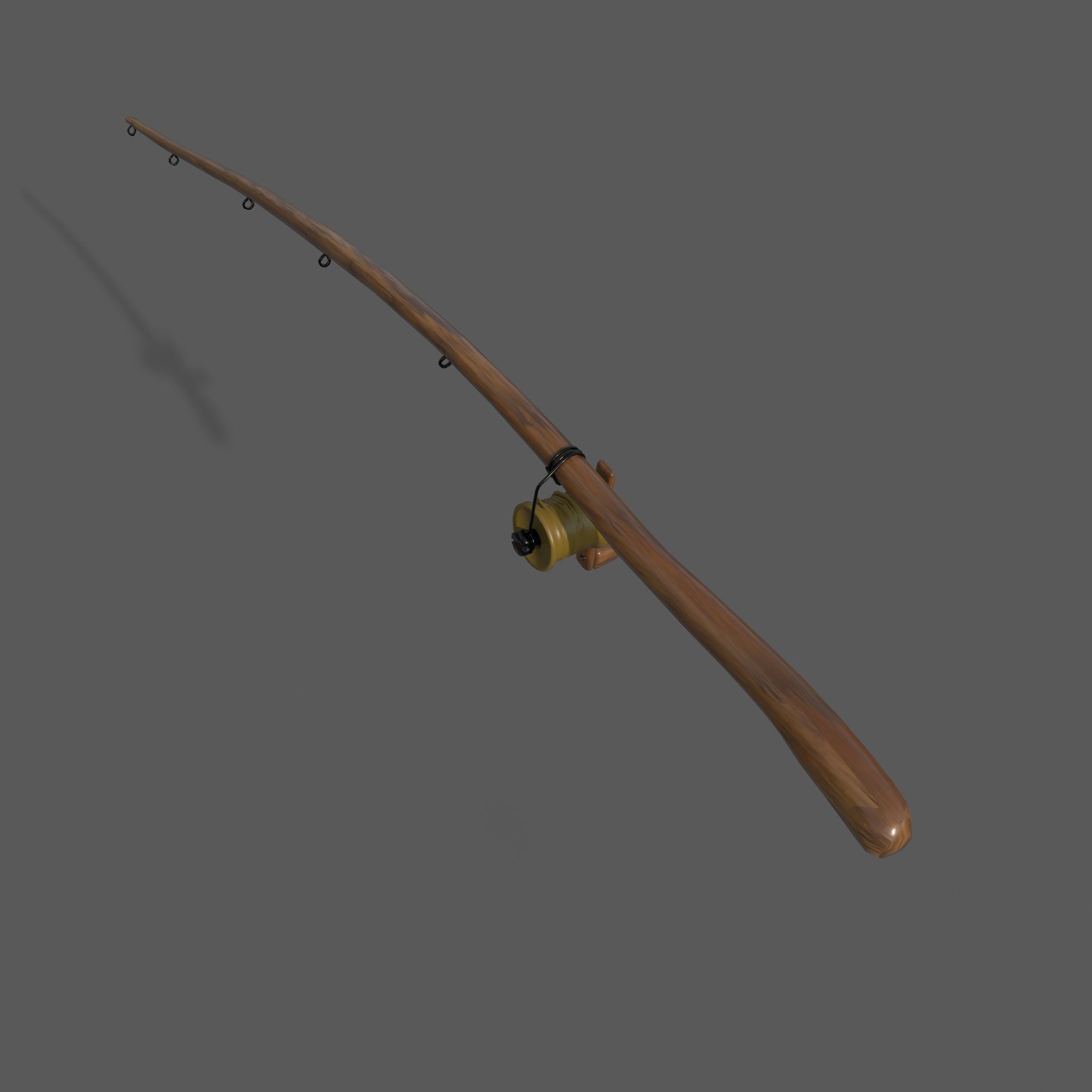 fishing rod Low-poly 3D model_1
