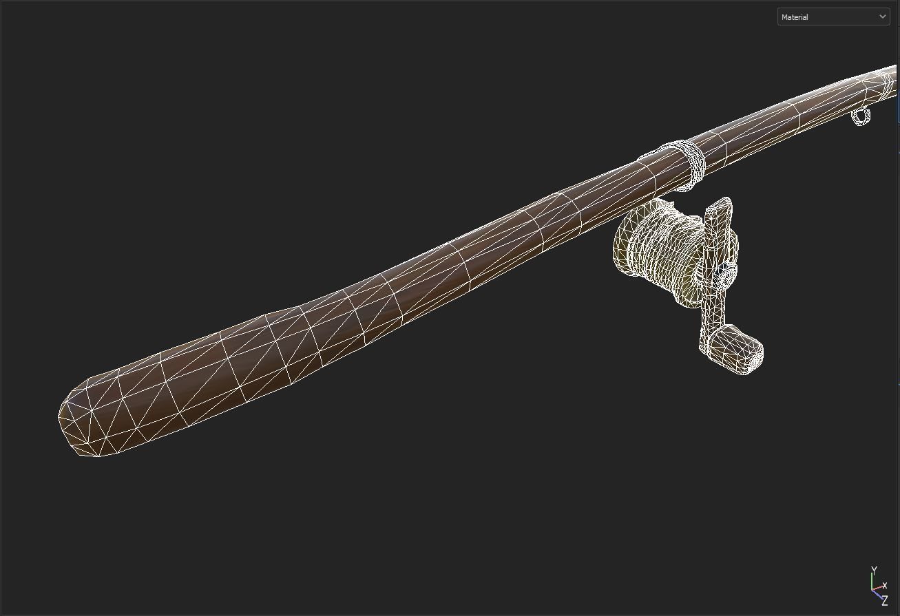 fishing rod Low-poly 3D model_7