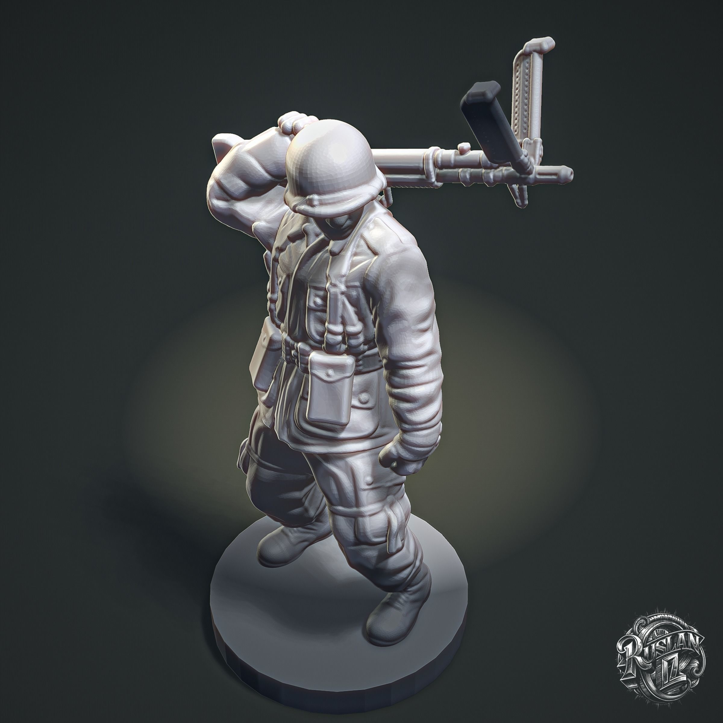 Soldier with Machine Gun RoZ 3D print model_3