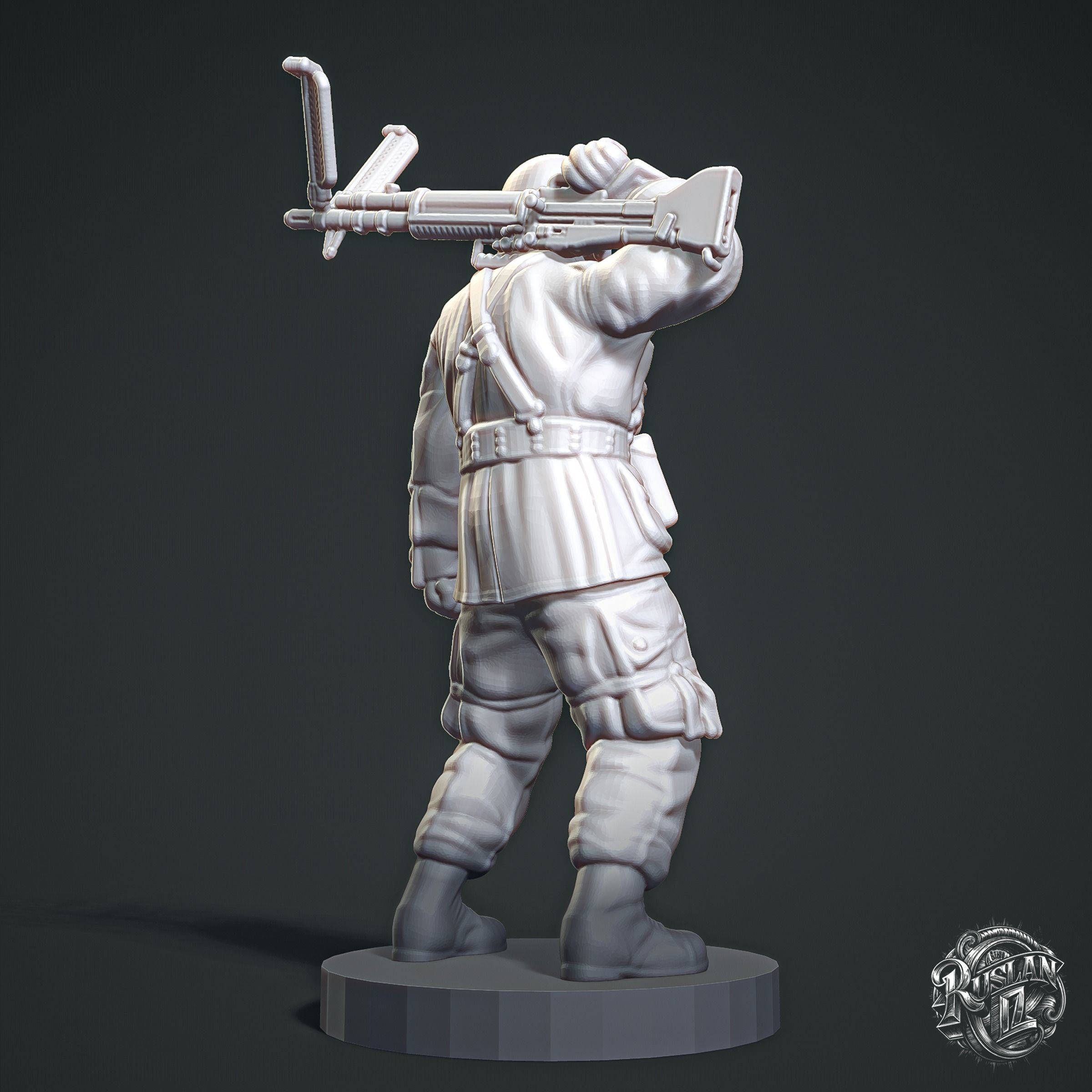 Soldier with Machine Gun RoZ 3D print model_2
