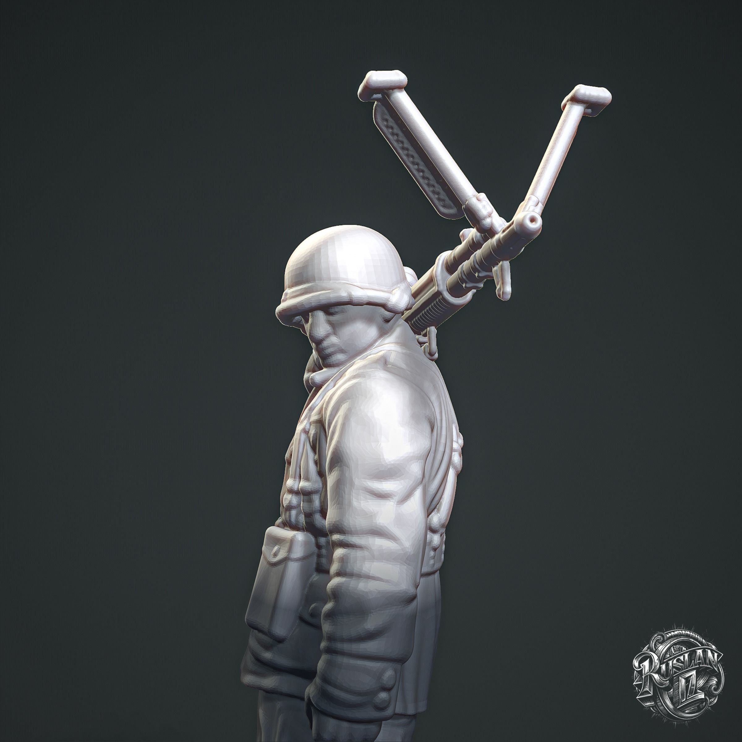Soldier with Machine Gun RoZ 3D print model_4