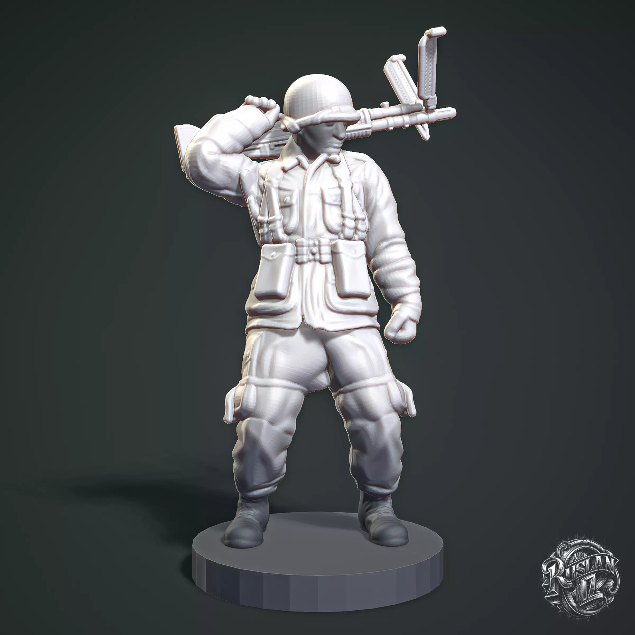 Soldier with Machine Gun RoZ 3D print model_0