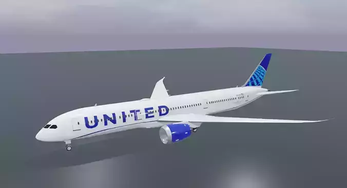 United Boeing 787-9 dreamliner  low poly