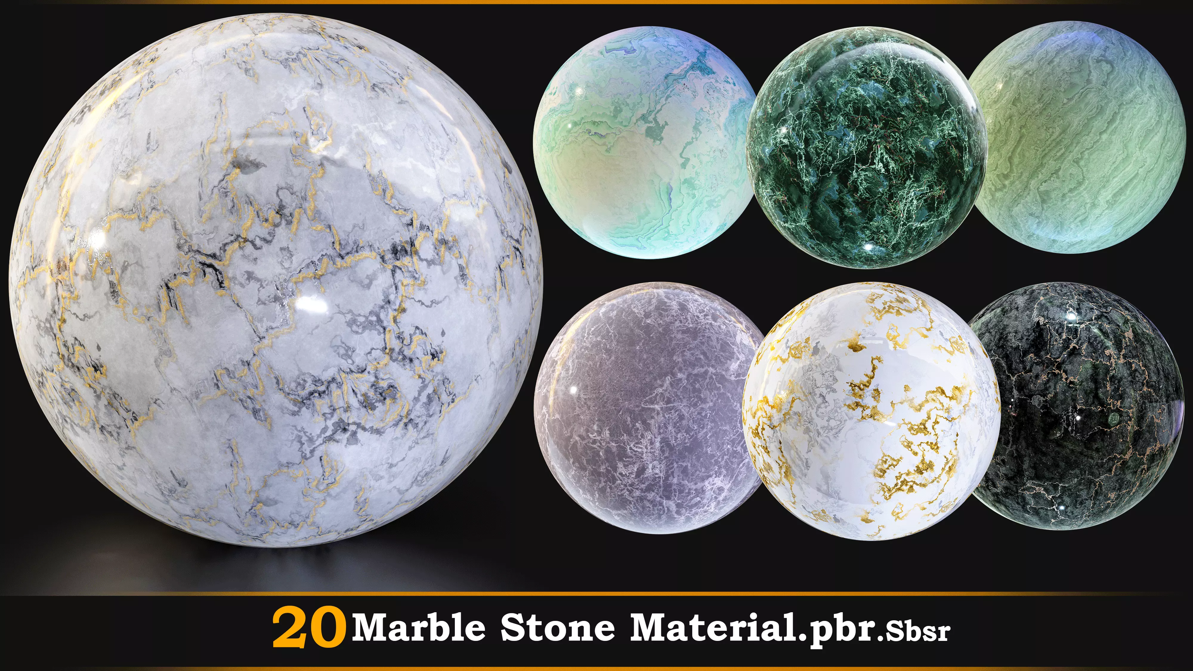 20 Marble stone Material-Pbr-Sbsr Texture