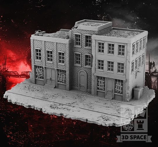 Three combined houses 3D print model