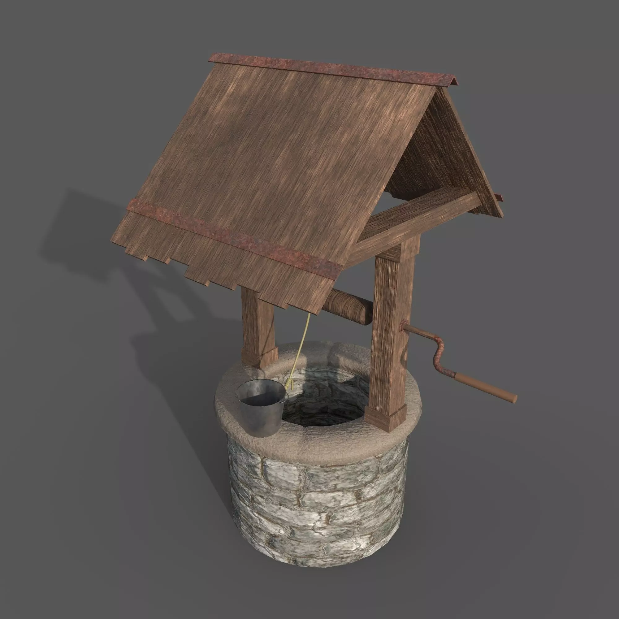 water well Low-poly 3D model_0
