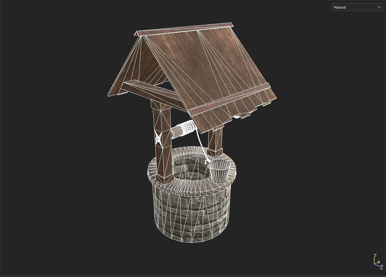 water well Low-poly 3D model_6