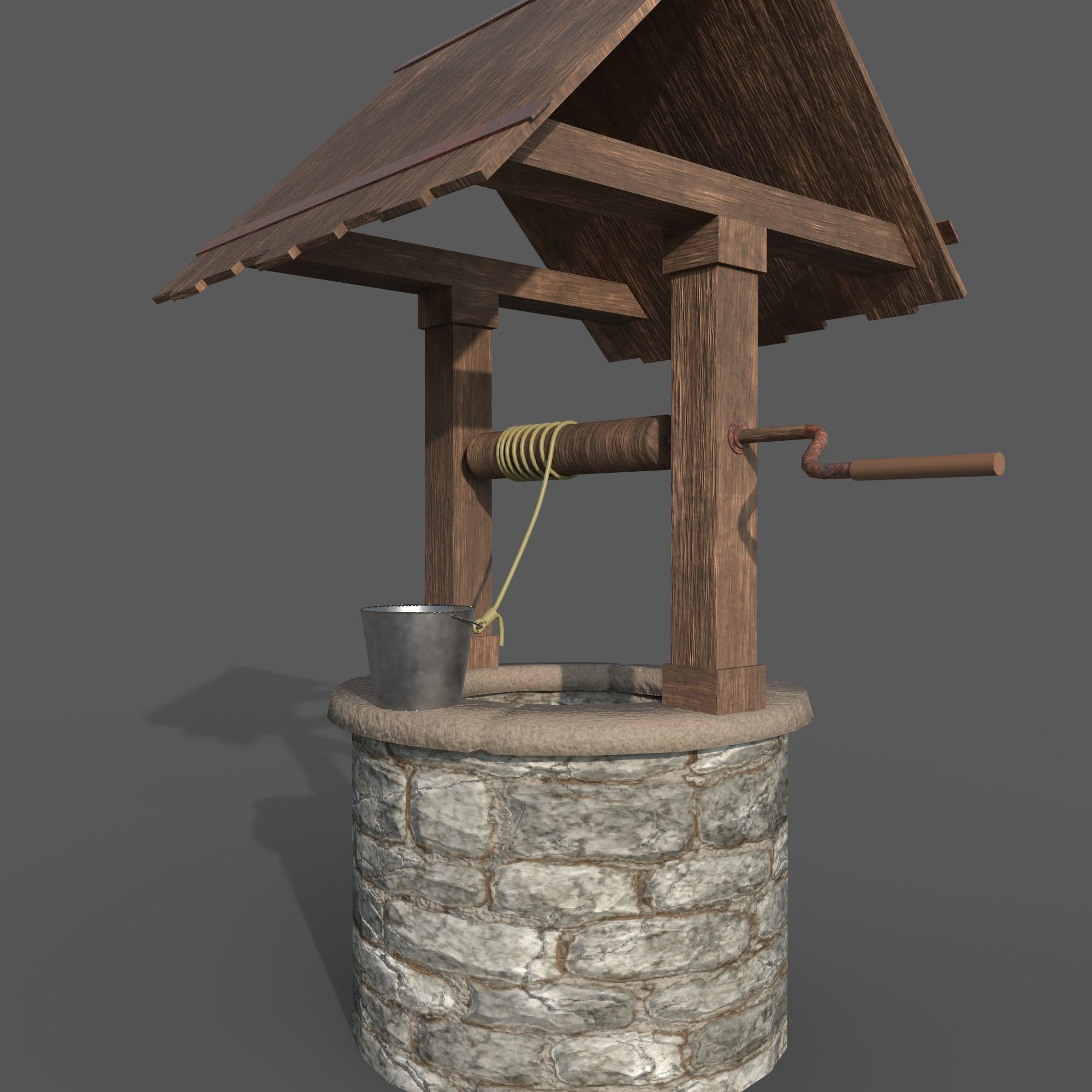 water well Low-poly 3D model_4