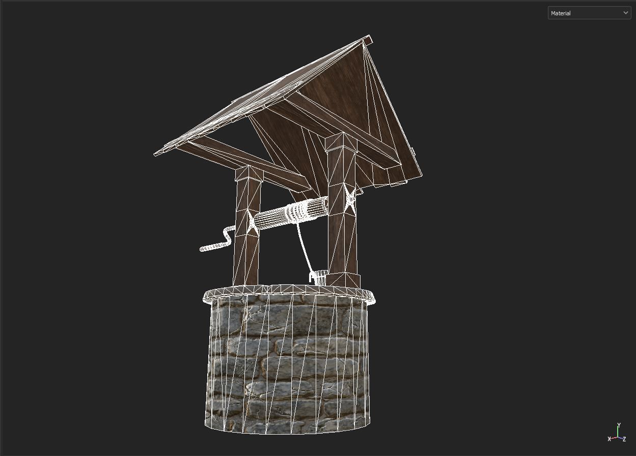 water well Low-poly 3D model_7