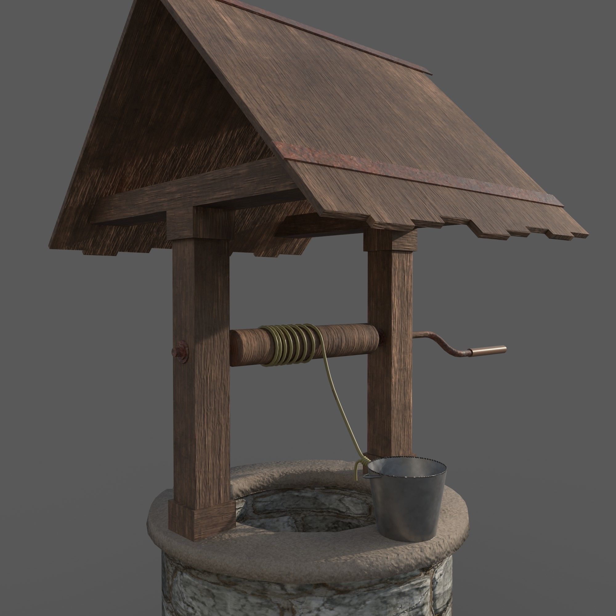 water well Low-poly 3D model_3
