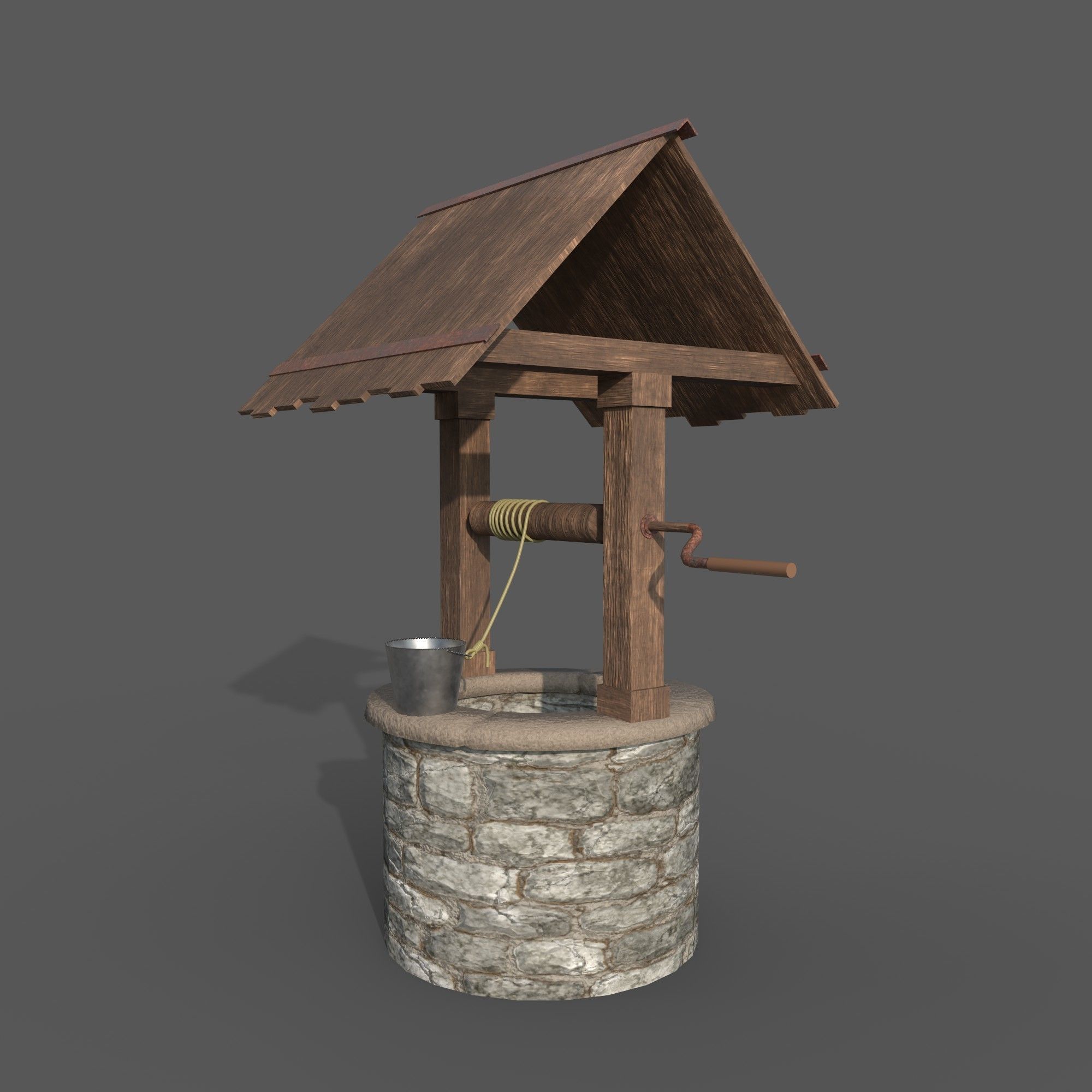 water well Low-poly 3D model_1