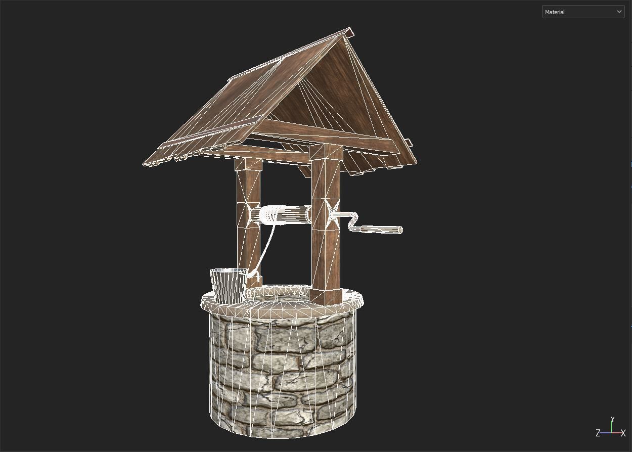 water well Low-poly 3D model_5