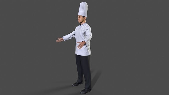 chef Kitchener Low-poly 3D model 2