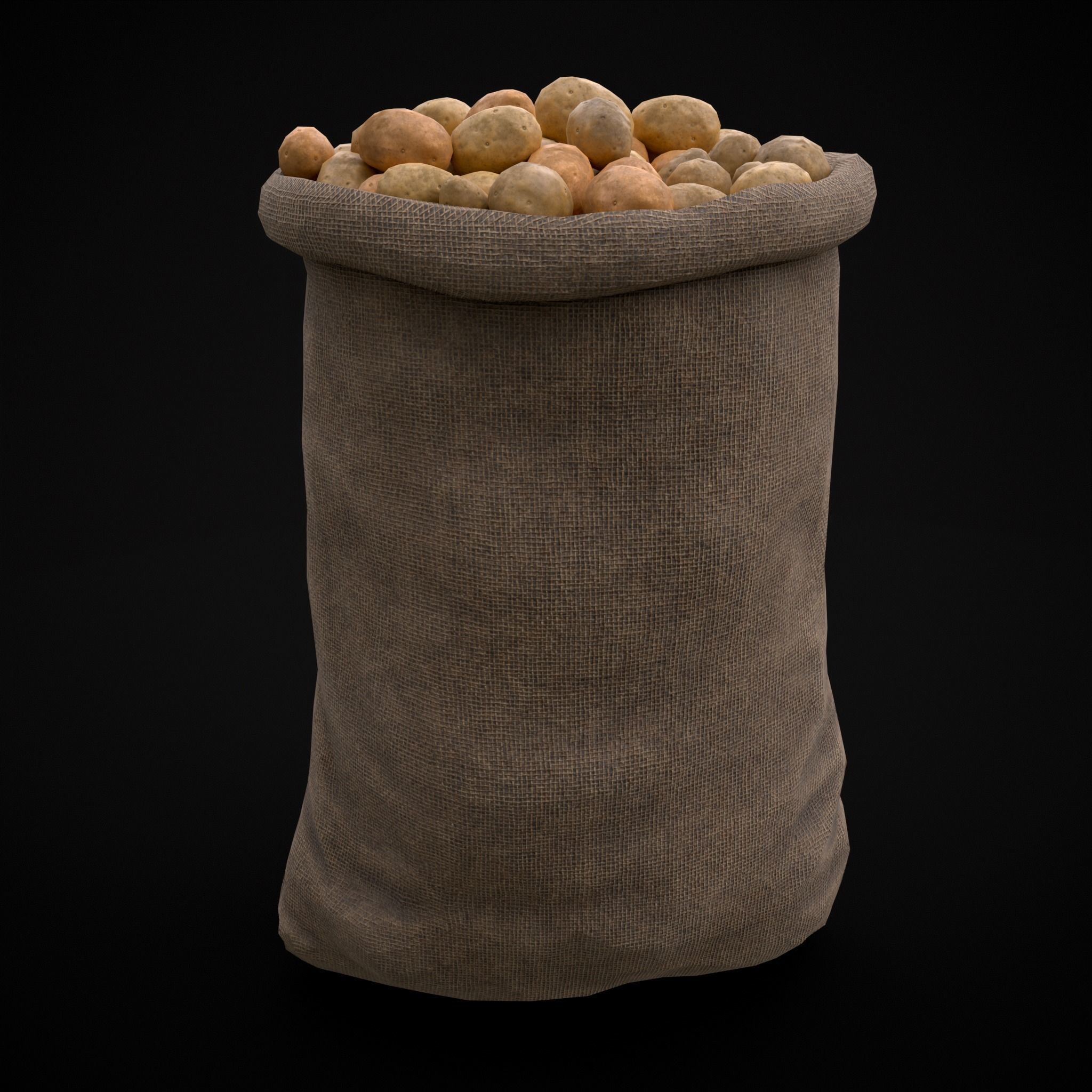 Burlap Sacks of Potatoes Low-poly 3D model_13