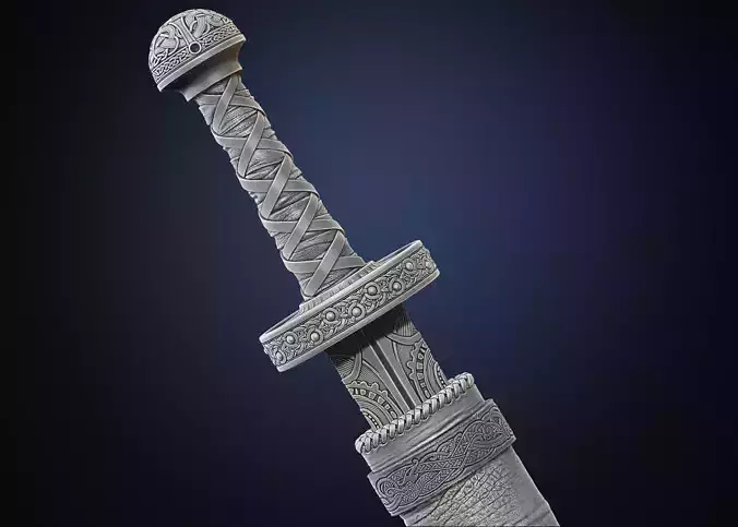 Viking style two-handed sword Hofand holy sword high model 3D model