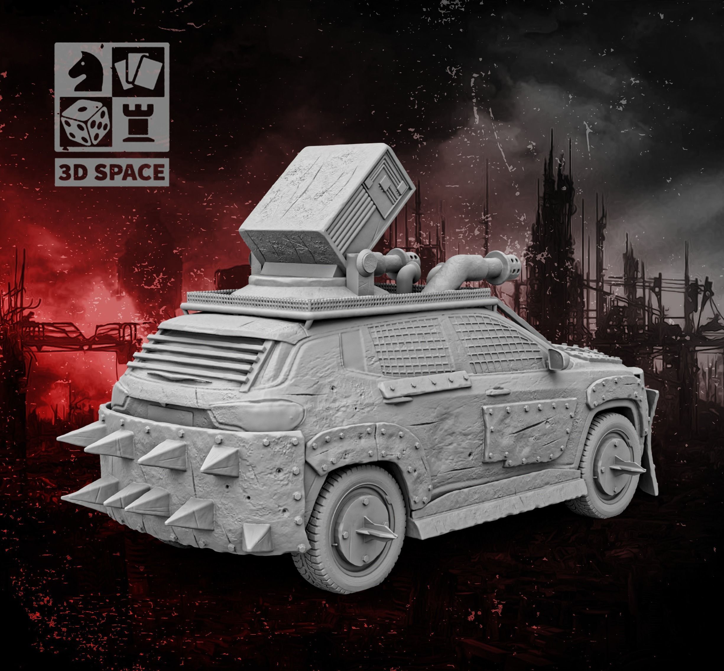 A car with a battering ram 3D print model_2