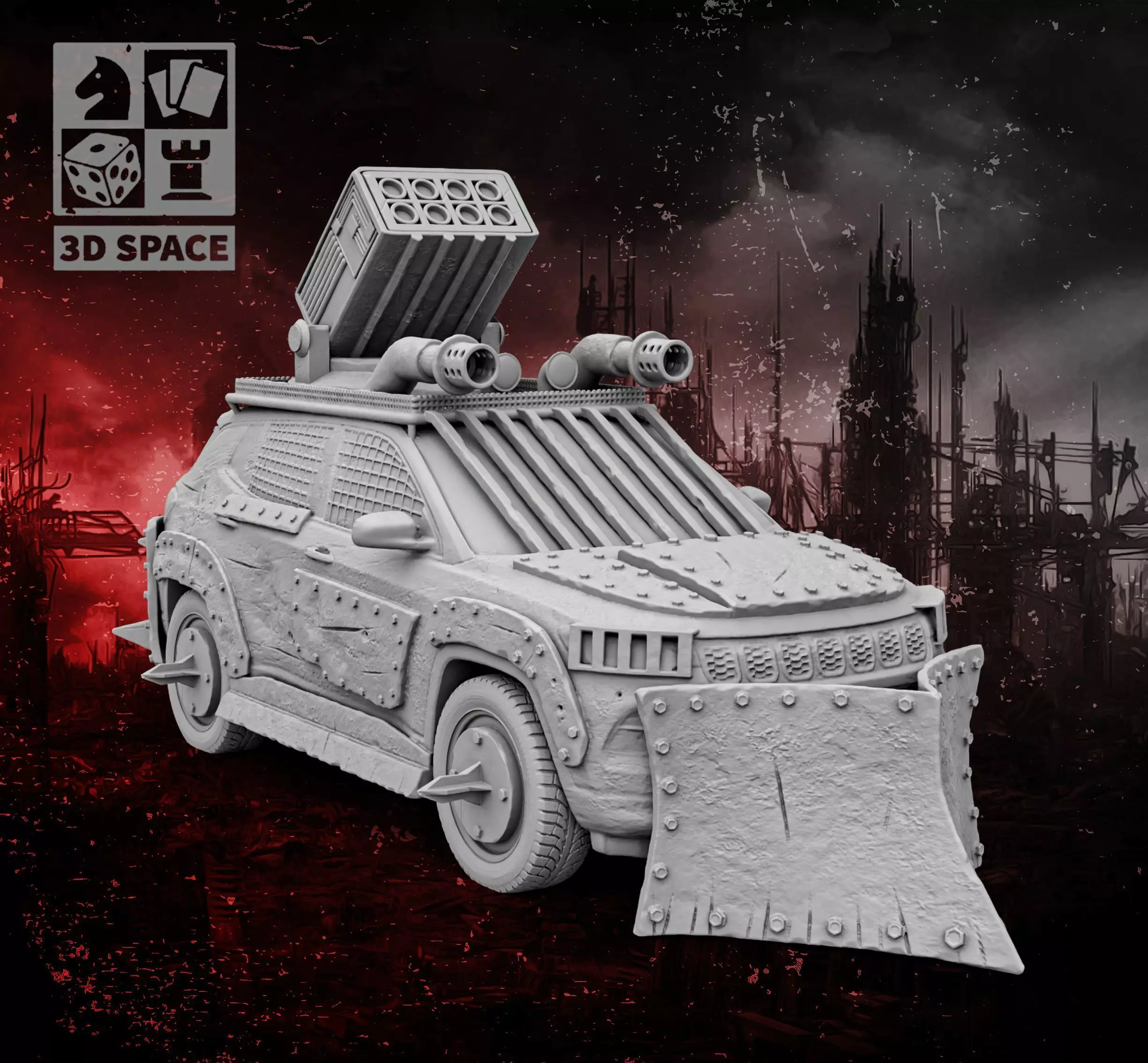 A car with a battering ram 3D print model_0