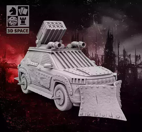 A car with a battering ram 3D print model