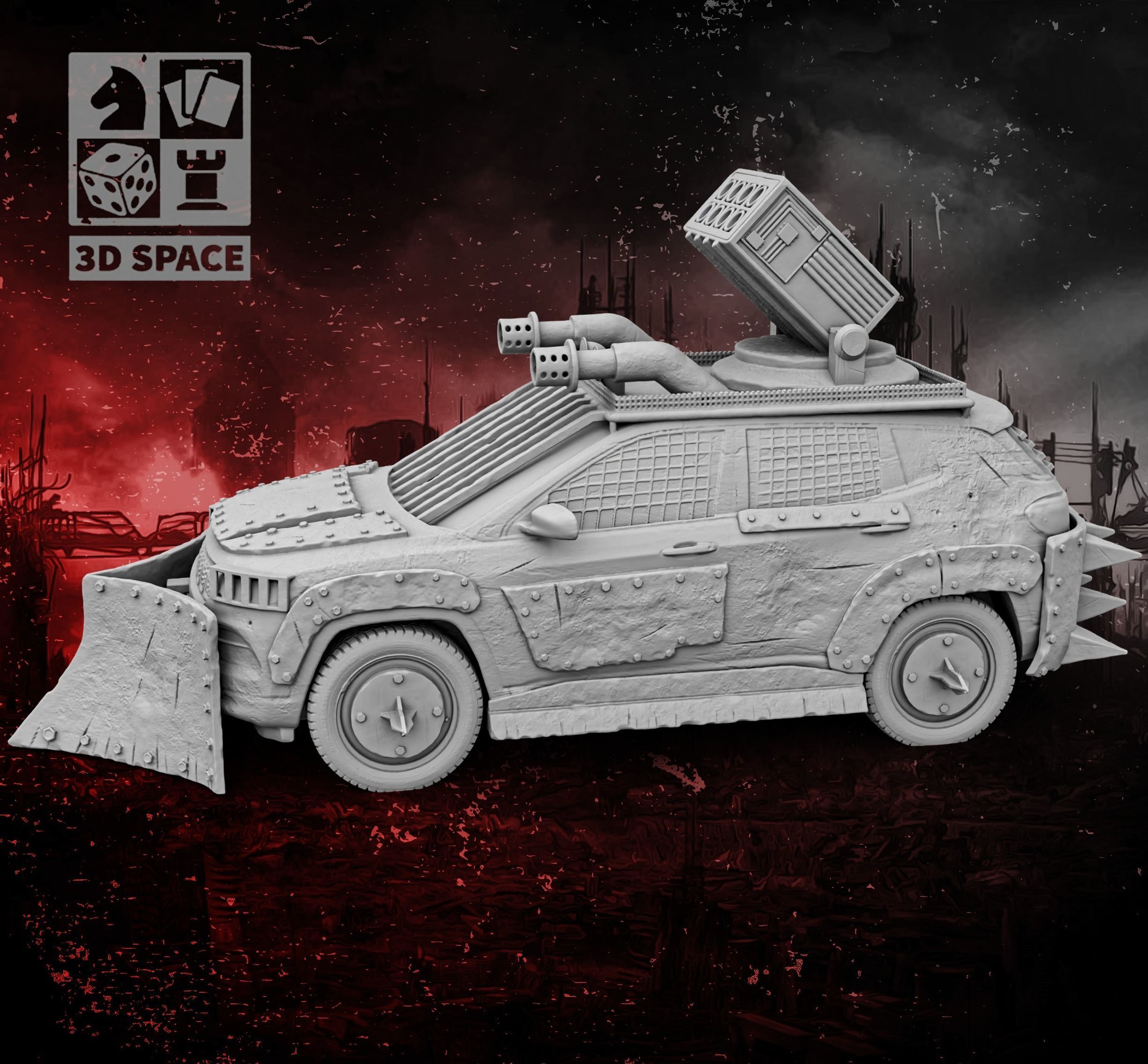 A car with a battering ram 3D print model_3