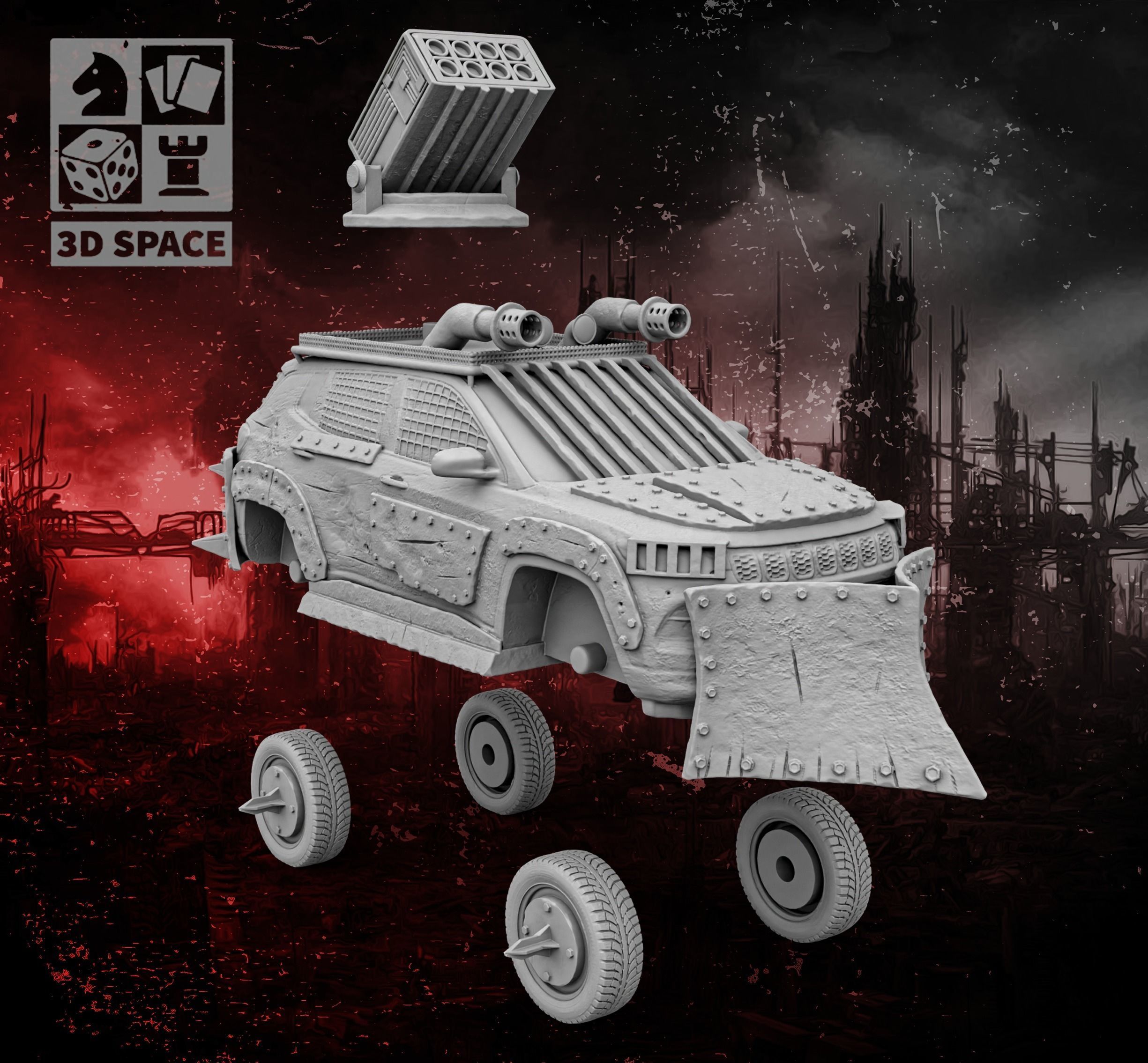 A car with a battering ram 3D print model_1