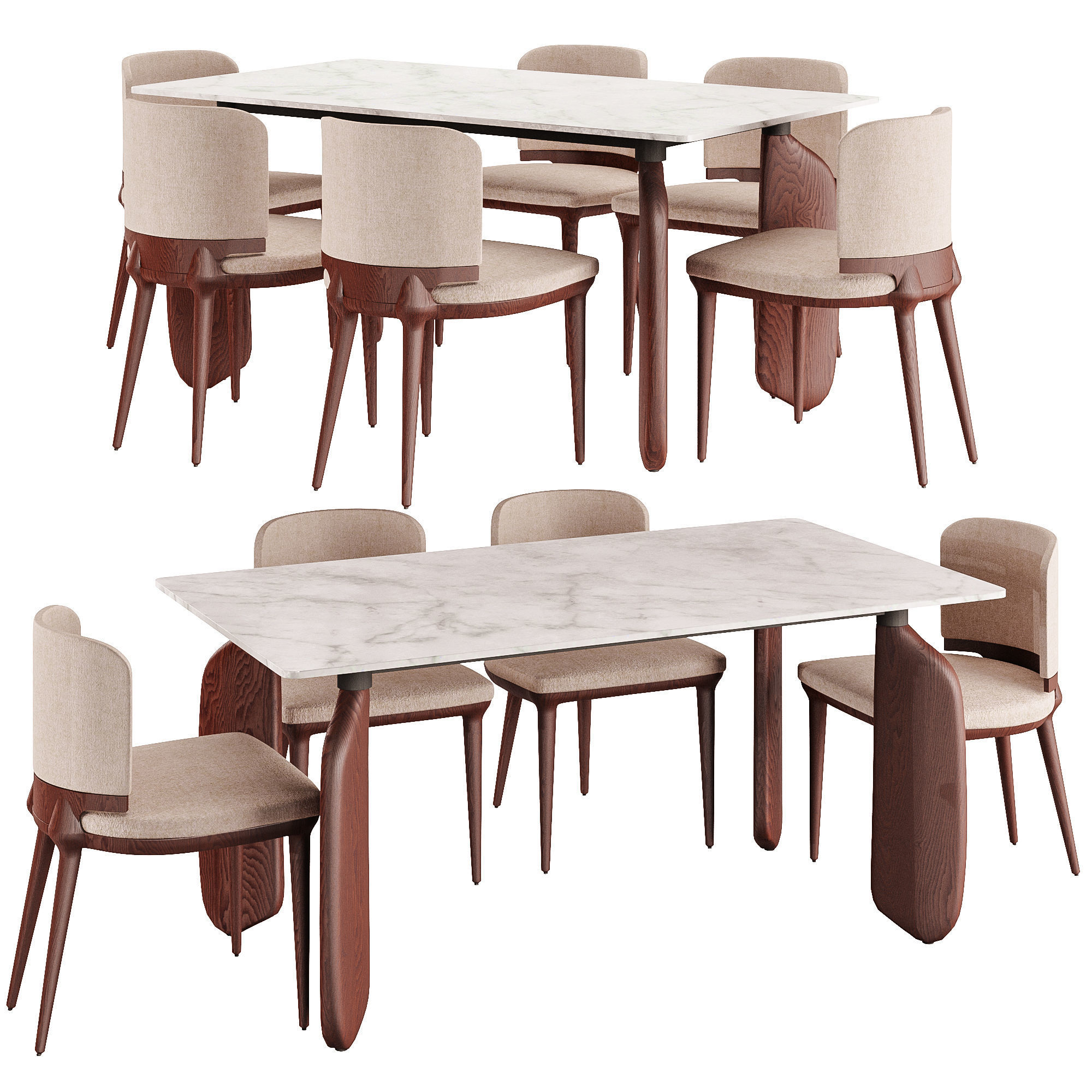 Modern Sintered Stone Tabletop Dining Table 3D model_1