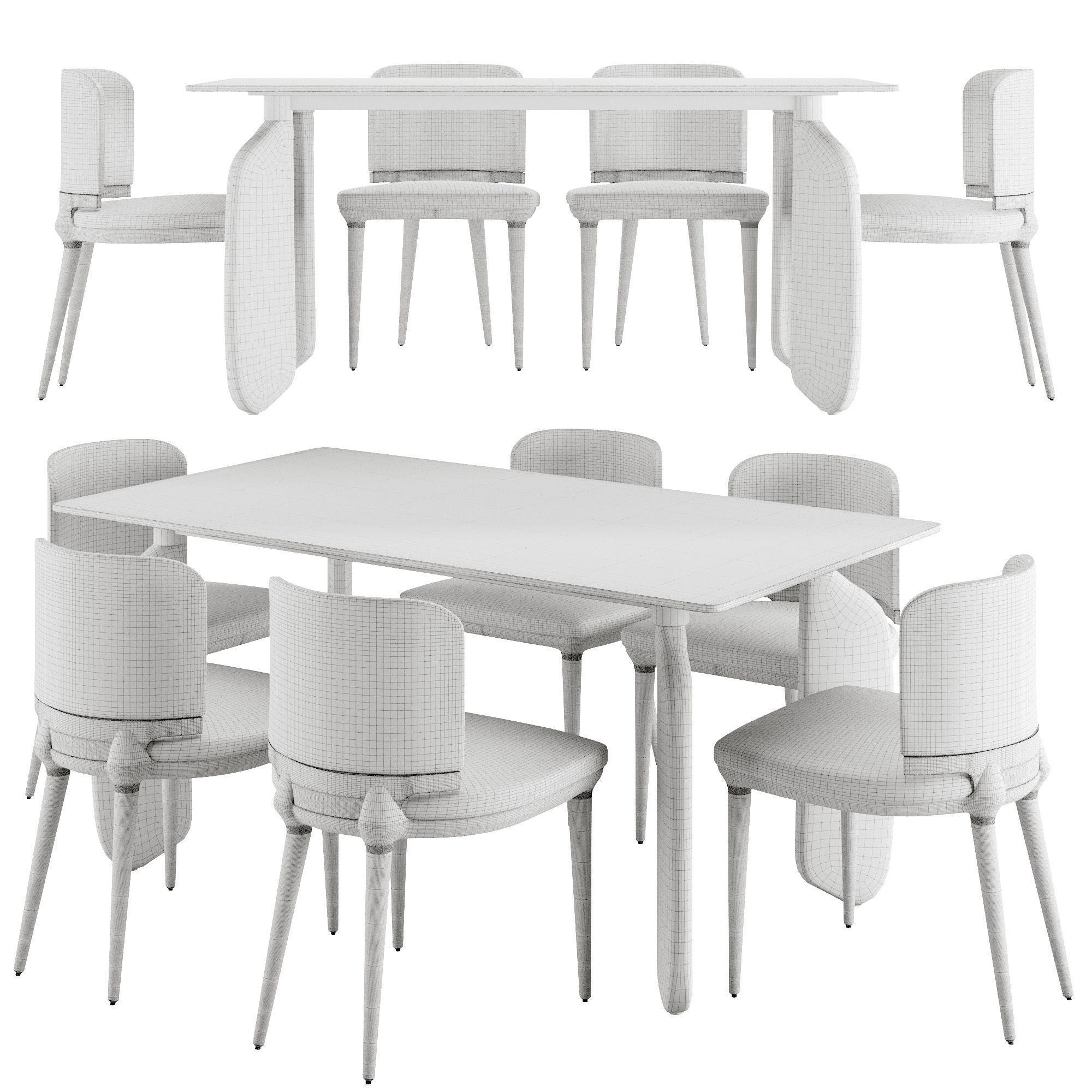 Modern Sintered Stone Tabletop Dining Table 3D model_3