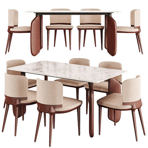 Modern Sintered Stone Tabletop Dining Table 3D model