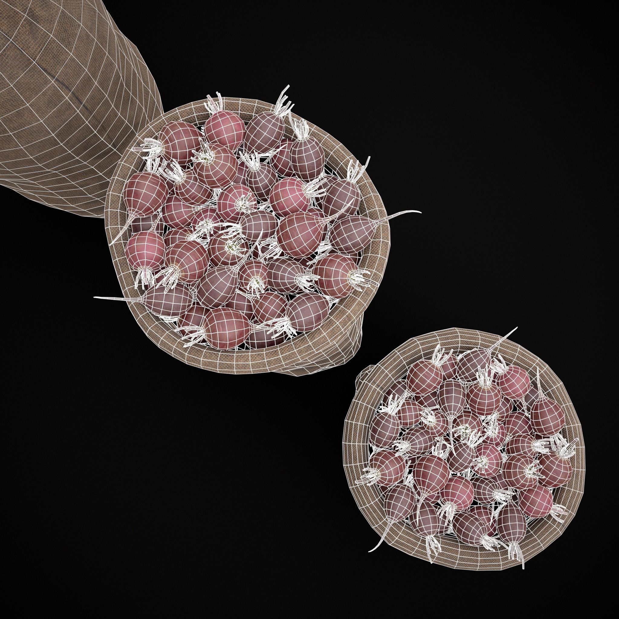 Burlap Sacks of Beets Low-poly 3D model_18