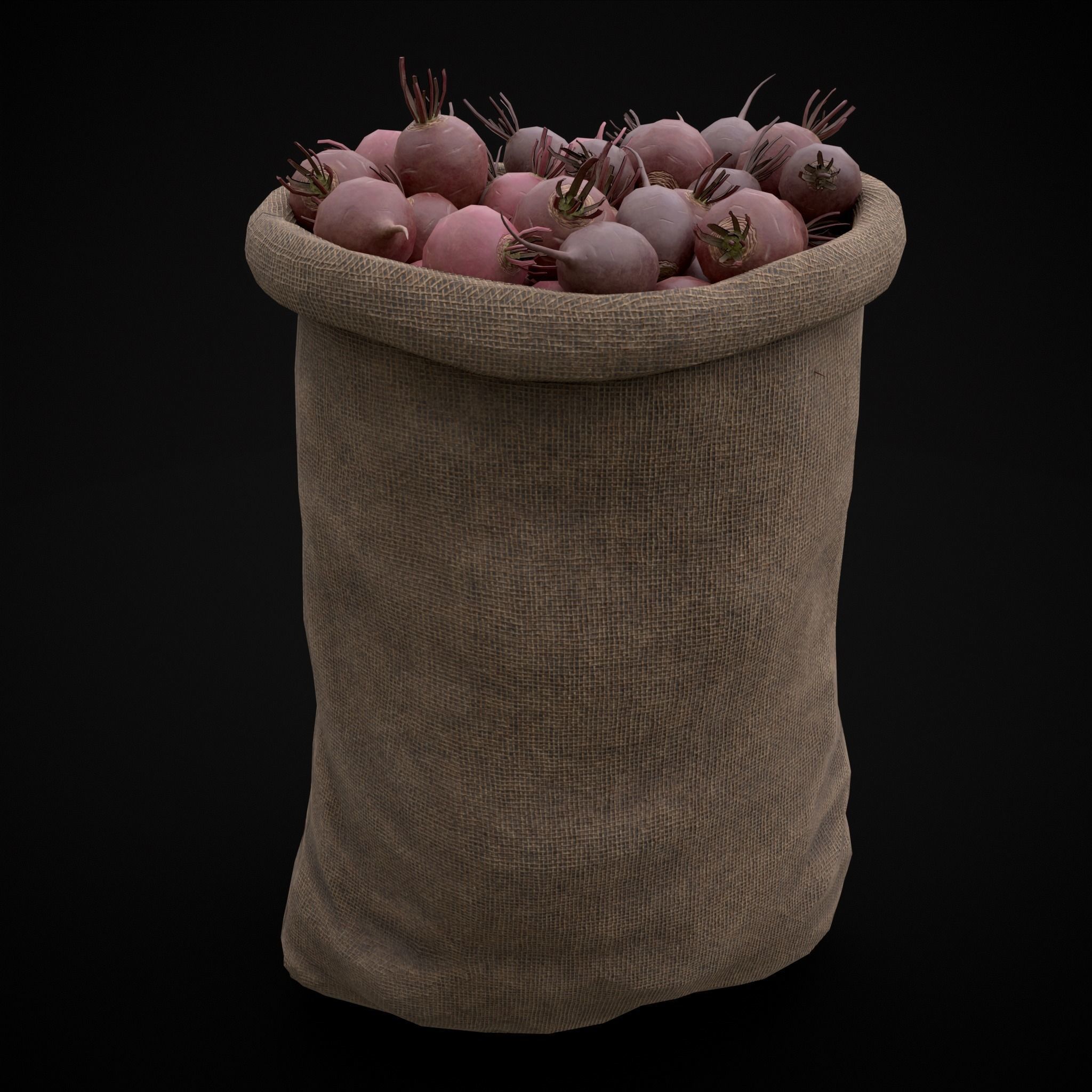 Burlap Sacks of Beets Low-poly 3D model_13