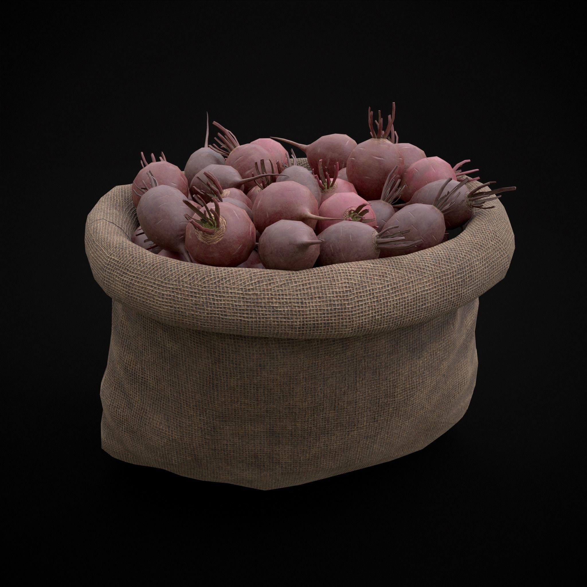 Burlap Sacks of Beets Low-poly 3D model_15