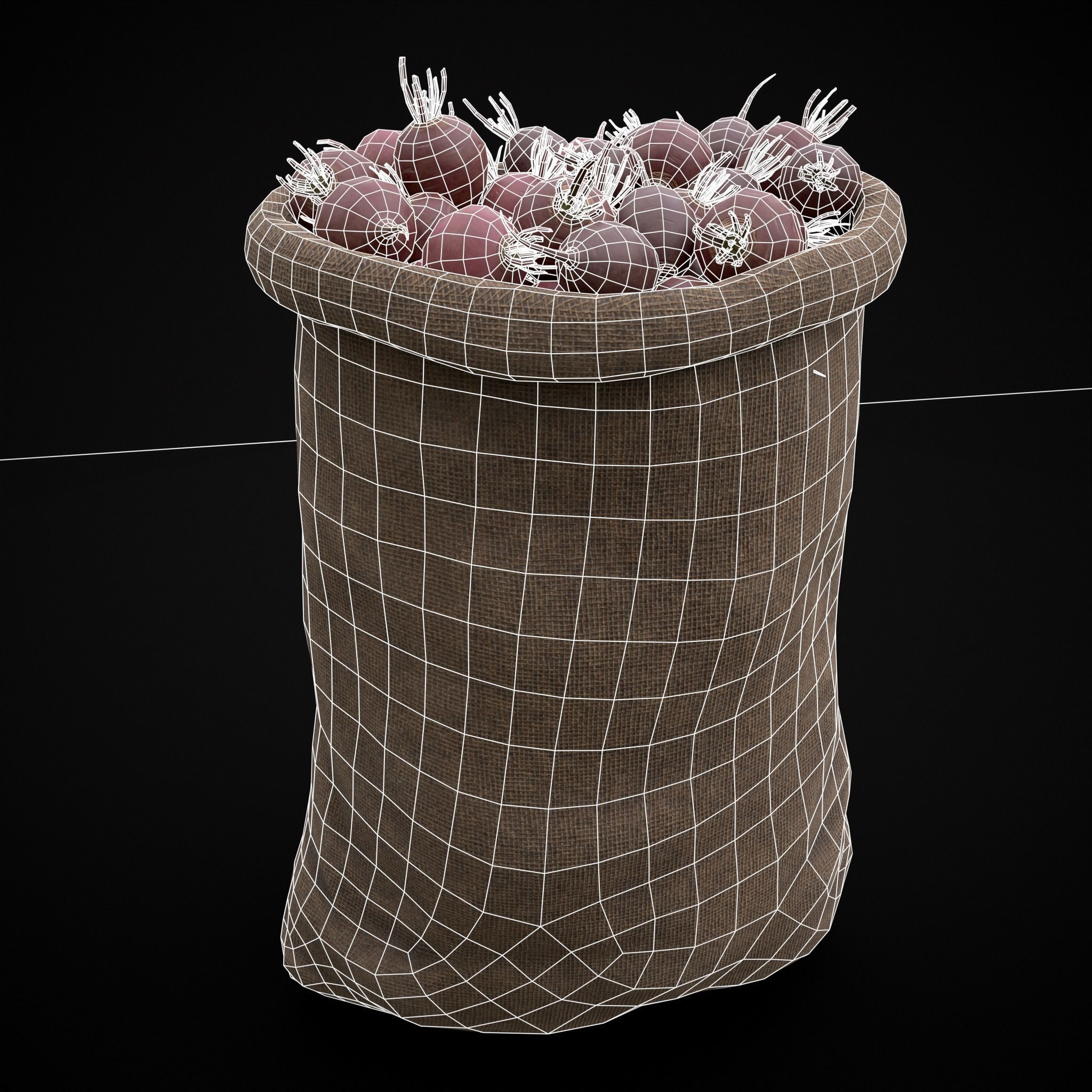 Burlap Sacks of Beets Low-poly 3D model_14