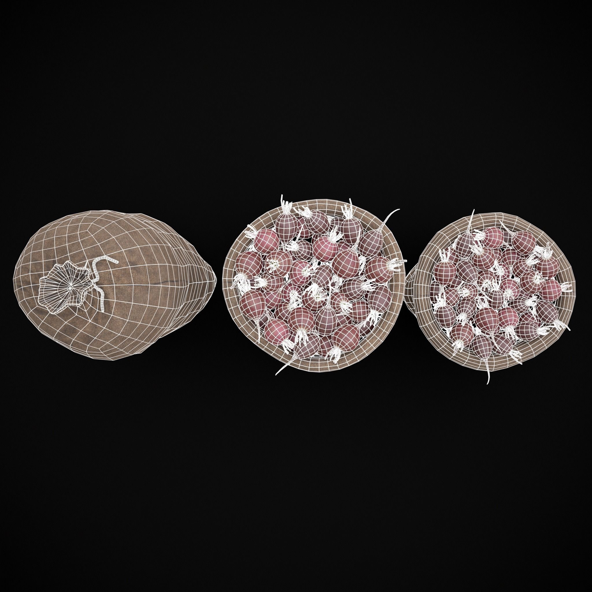 Burlap Sacks of Beets Low-poly 3D model_6