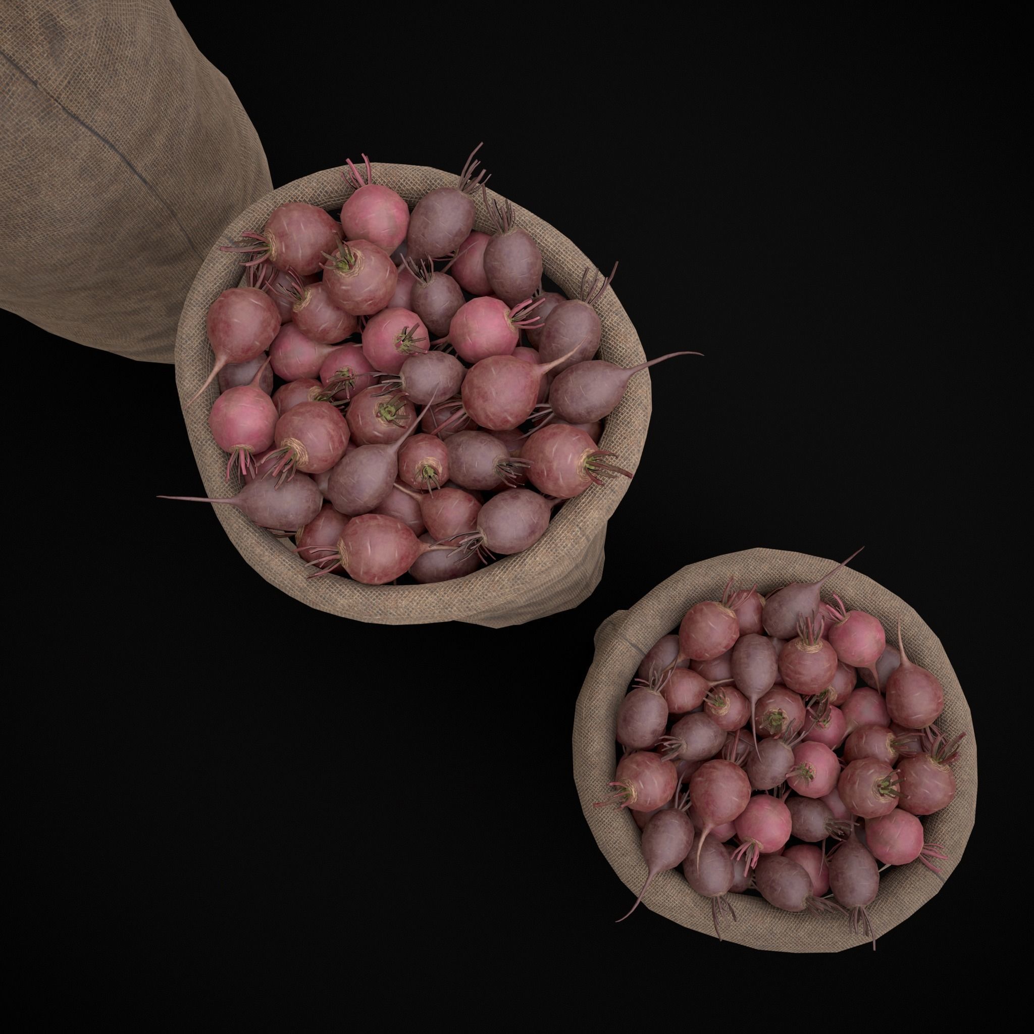 Burlap Sacks of Beets Low-poly 3D model_17